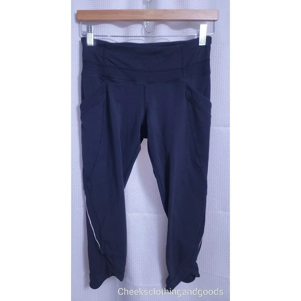 Lululemon 6 Run Chase Me Crop Black Leggings W6718S